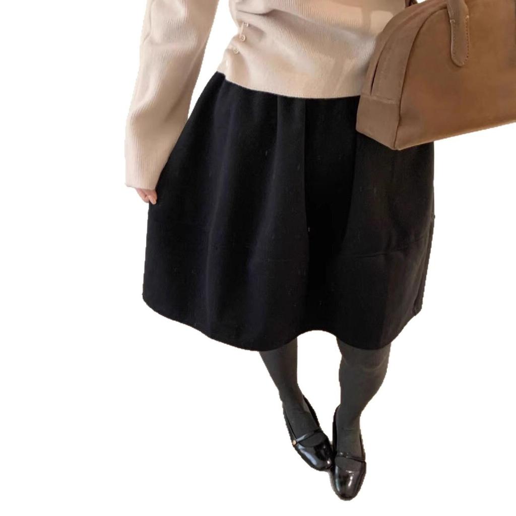 Refined Retro A-Line Woolen Skirt - Autumn/Winter Korean Minimalist Style