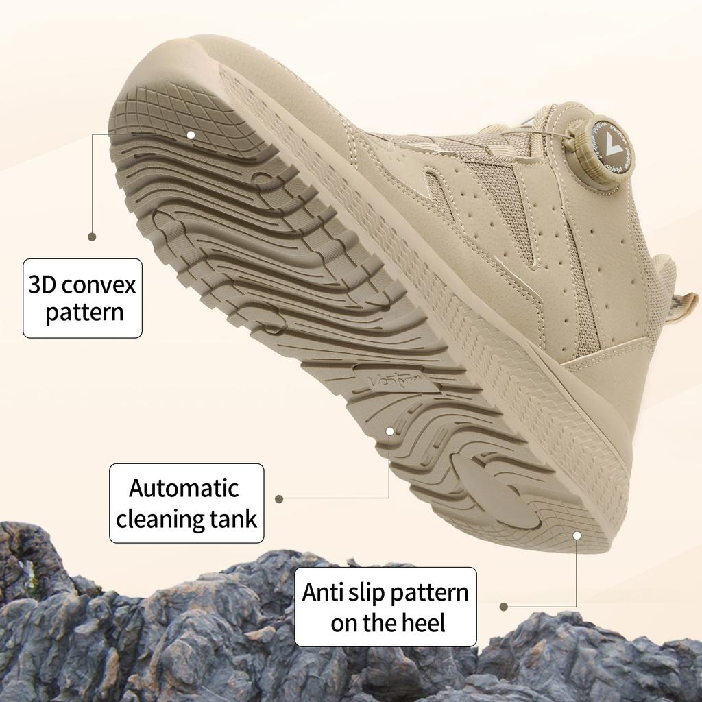 Rotating Button Men's Safety Boots Work Shoes Puncture-Proof Steel Toe Shoes Non-slip Protection Shoes High Top Security Boots