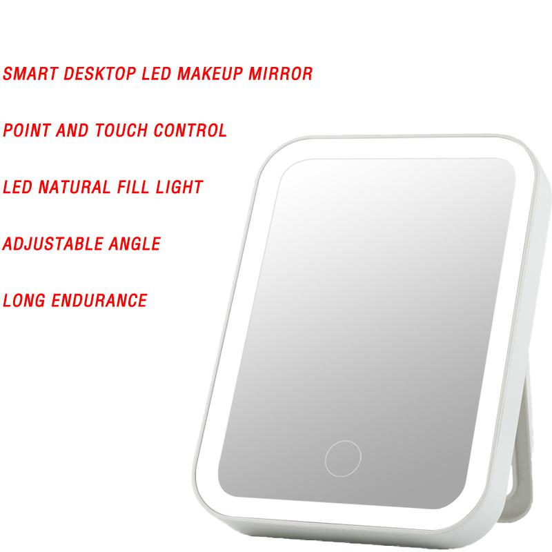 Ovaler Schminkspiegel USB-Aufladung Ausdauer Drei Lichtquellen nach Belieben schalten Mädchenwohnheim Desktop Faltbarer Vintage-Spiegel