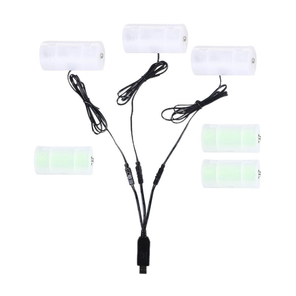 1 To 3 D Battery To USB Electric Converter Replace 1-4pcs D Cell Battery 1.5V 3V 4.5V 6V for Gas Water Heater Flashlight