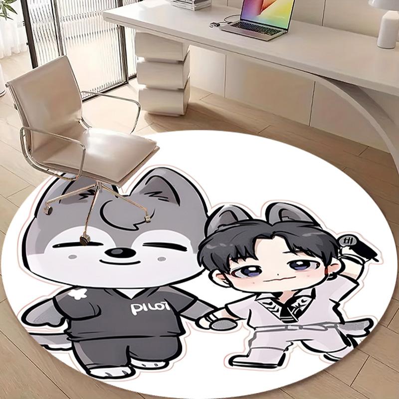 1pc Kpop Team7 Design Printed Area Round Carpet for Bedroom Living Room Home Decor Rugs Mat Non Slip Mat Rug for Bedside