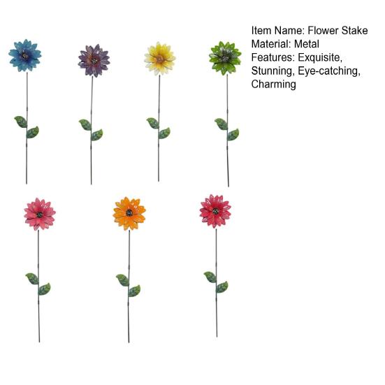 Metal Flower Garden Stake Decorative Flowers Yard Art for Spring Outdoor Yard Porch Lawn Pathway Pot Decoration