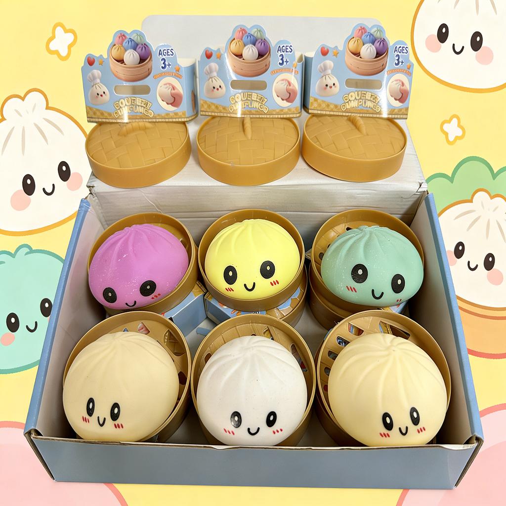Soft TPR Dumpling Squishy Fidget Toy - Simulation Bun Portable Stress Relief Relax Toy