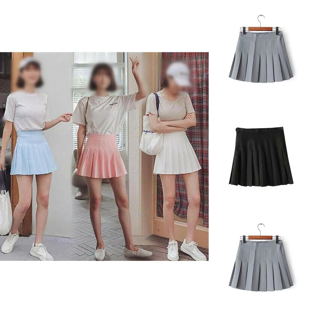 Trendy Women's Girls High Waist Pleated Tennis Skirt With Safety Pants For Daily Wear