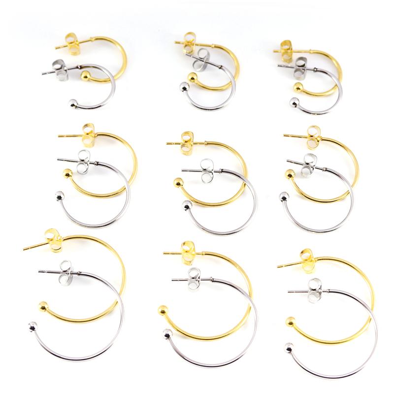6pcs Stainless Steel C-shaped Ear Hook Earring Pendant Earrings Accessories Ear Pin DIY Handmade Earring Jewelry Making Findings