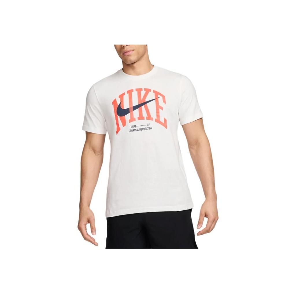 Nike Logo Letter Print Pattern Round Neck Fitness Short Sleeve T-Shirt Men T-Shirts Peak-White FZ8048-121