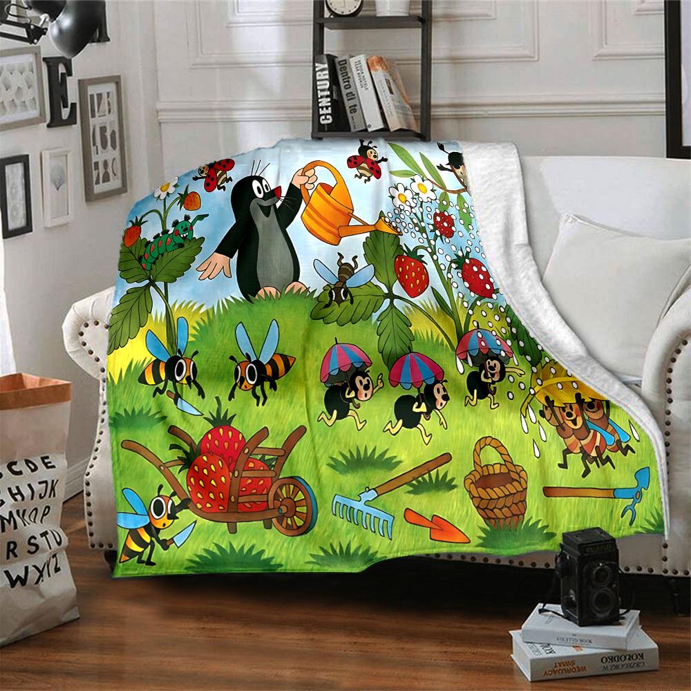 1pc Garden Bugs Bees Flannel Blanket,Ultra Soft Warm Plush Throw for Home Bedroom Bed Sofa Cover Camping Picnic Gift Y7246