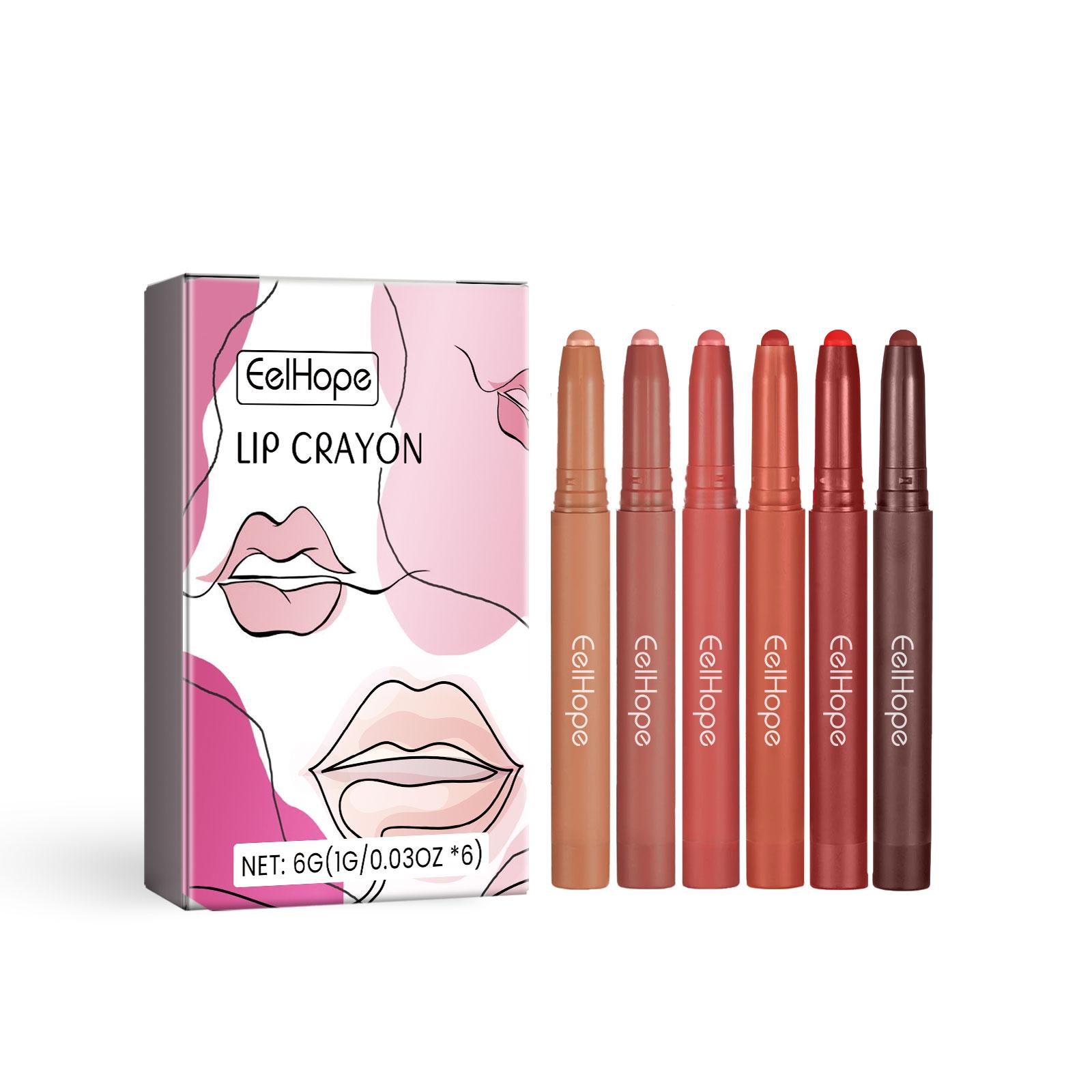 Eelhope 6-Color Matte Lip Line Pen Set – Natural Lip Color Appearance, Long-Lasting, Non-Staining, Non-Creasing Lip Line Pen