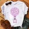 Cute Cartoon Flower Balloon Half Sleeve Base Bf Wind Round Neck Short Sleeve T-shirt Woman Harajuku  Oversized T Shirt