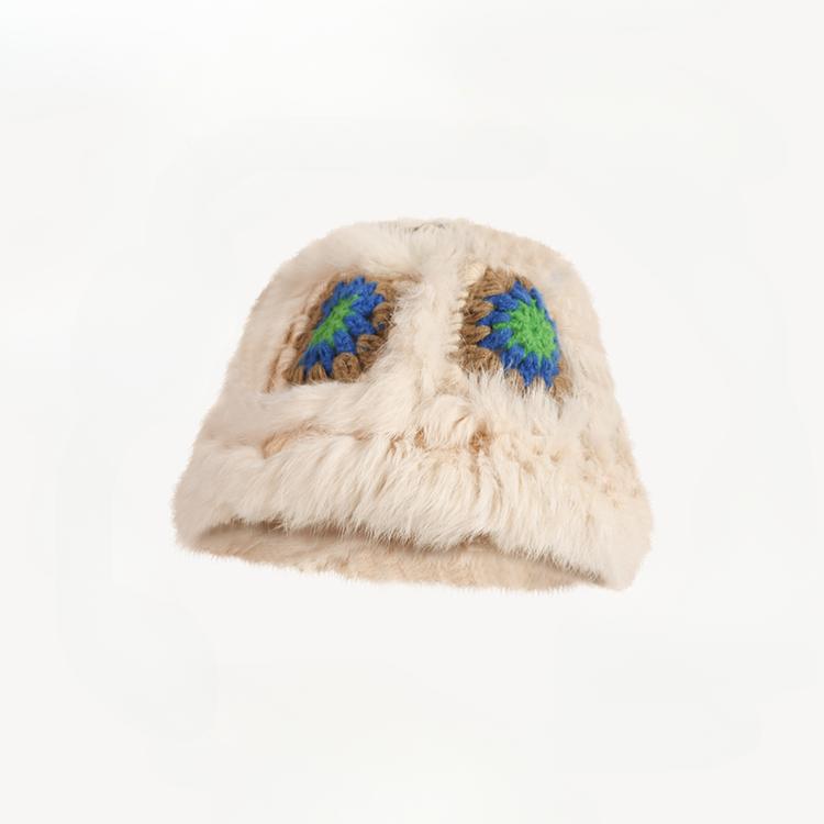 Rabbit Fur Lion Hat Autumn and Winter Atmosphere Versatile Face Small Bucket Fluffy Basin Hat Warm Plush Bucket Hat