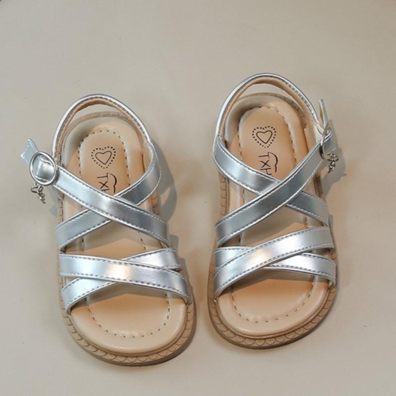 

Summer Girls Soft Sole Princess Roman Sandals Cute Kids Baby Casual Beach Shoes 35 срібний