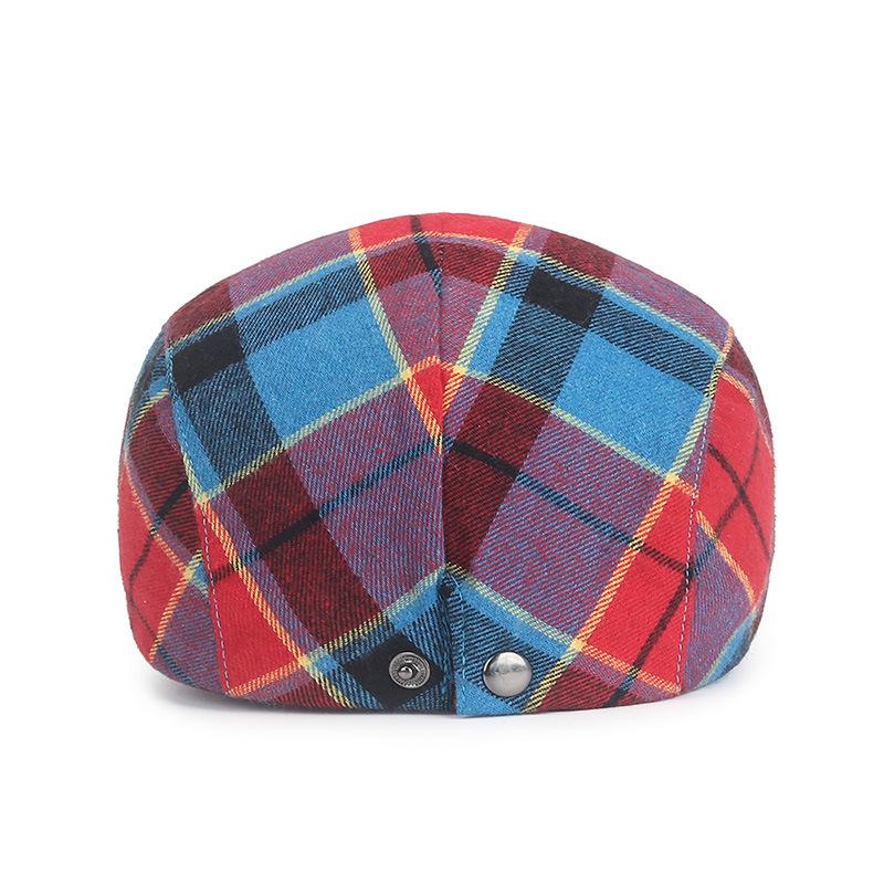 Fashion Fine Stripe Lattice Berets Hat Women Men Spring Summer Plaid Visors Red Green Blue Duckbill Herringbone Flat Cap