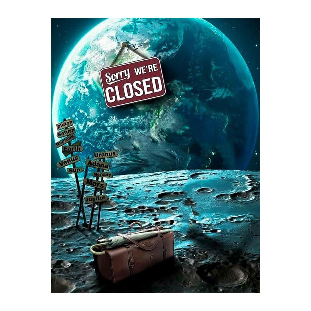 Astronaut Drinks Beer on The Moon While Watching The Earth Being Destroyed Canvas Painting Posters Prints Living Room Wall Art Pictures