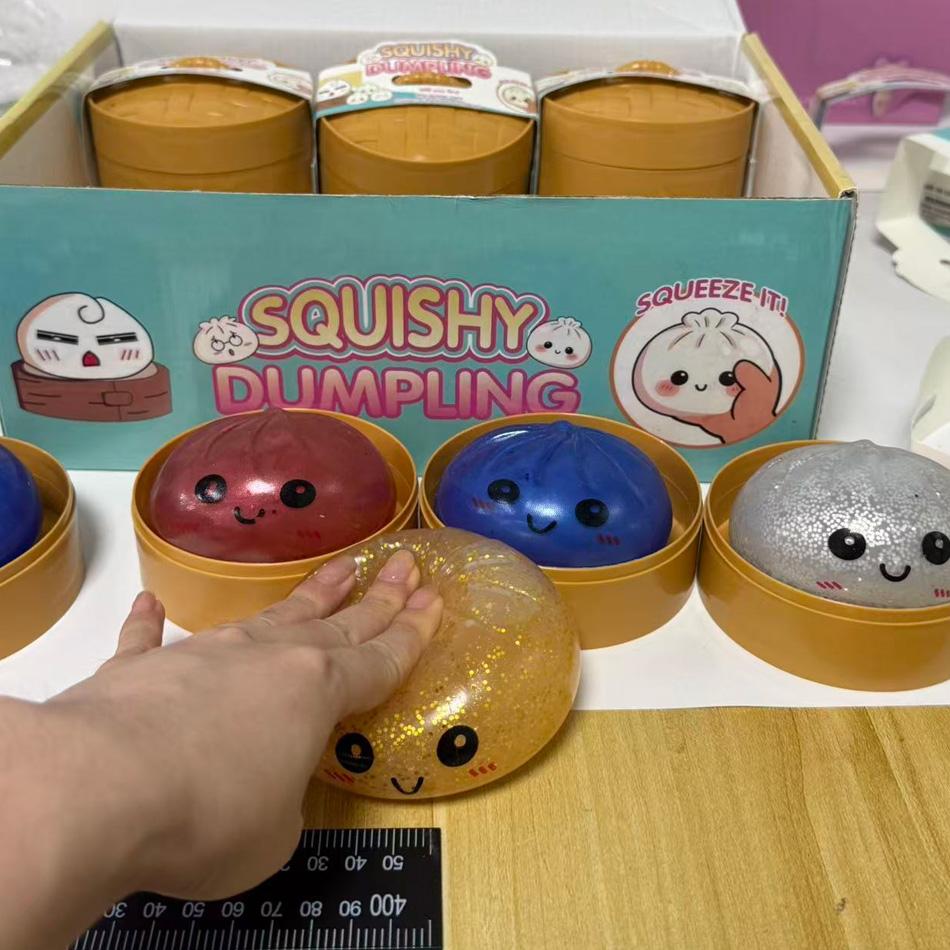 Glitter Dumpling, Glitter Dumpling Squishy Box Dumplings Squishy Anxiety Relief Fidget Soft Squeeze Decompression Dough
