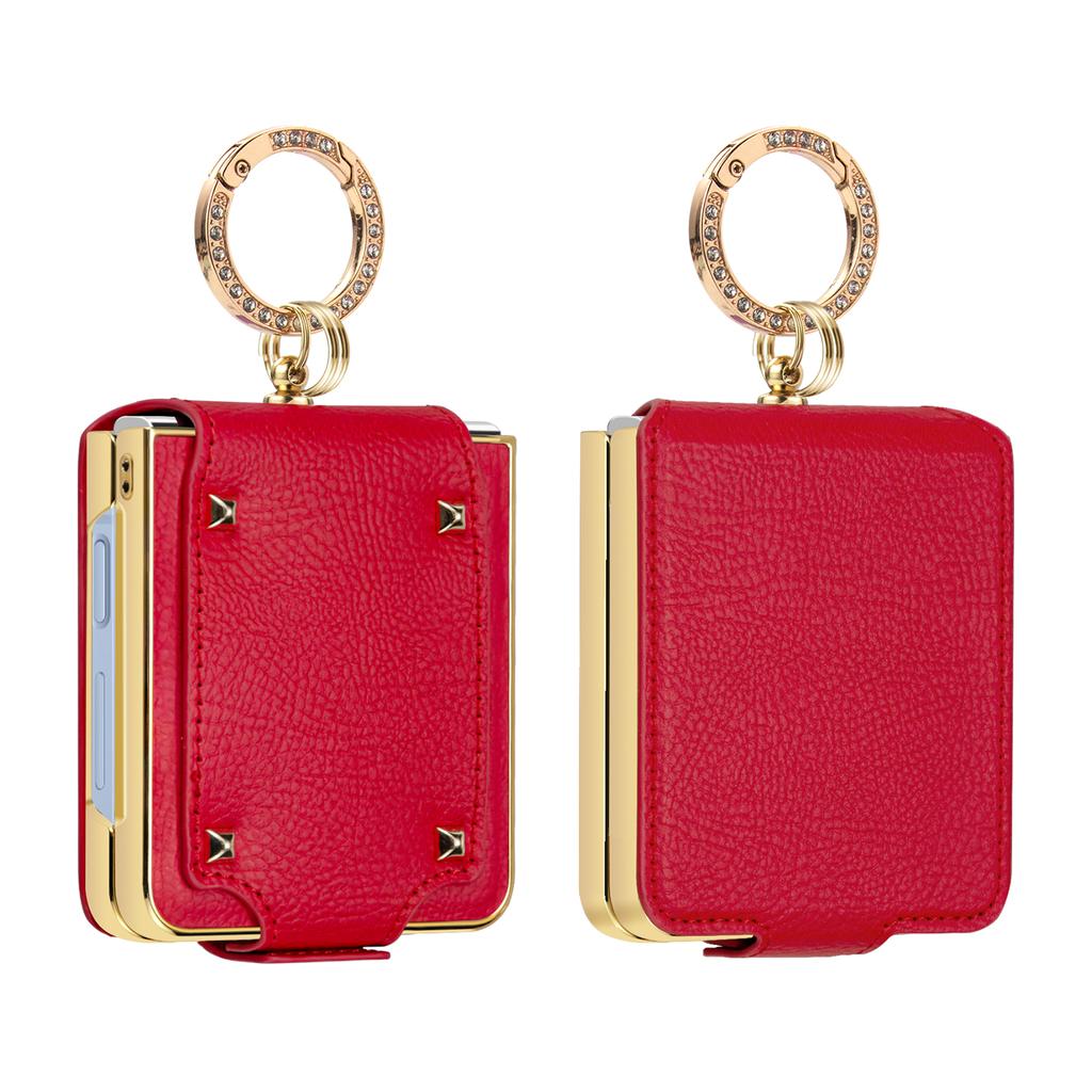 Für Samsung Galaxy Z Flip7 5G Hülle PU+PC Schutzhülle mit Fingerhalter