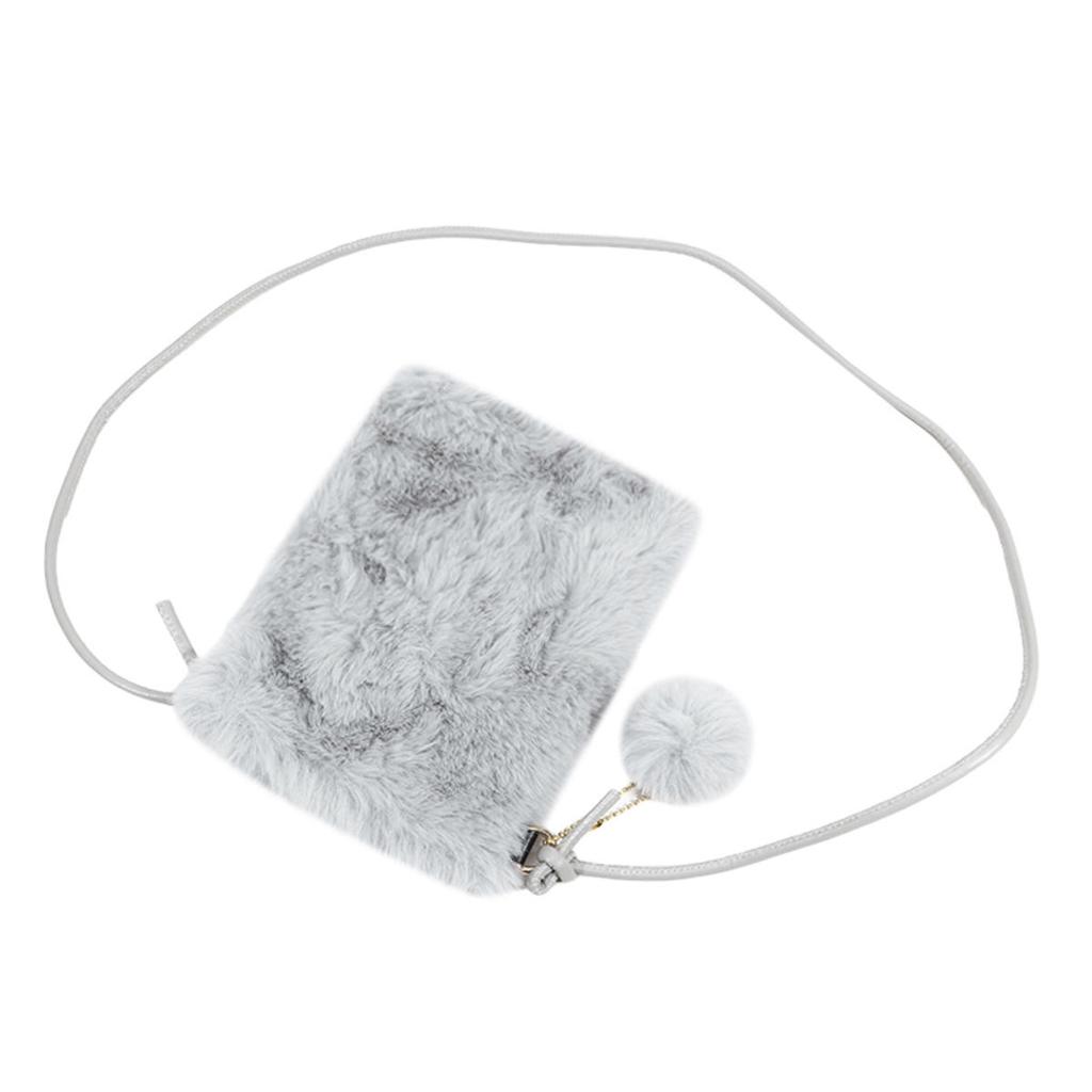 Women Plush Crossbody Bag Solid Color Mobile Phone Bags Versatile Mini Wallets Fashion Shoulder Bags Autumn Winter Coin Purse