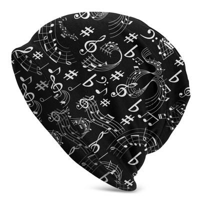 Music Musical Notes Washed Warm Bonnet Outdoor Casual Beanies Protection Unisex Women Hats