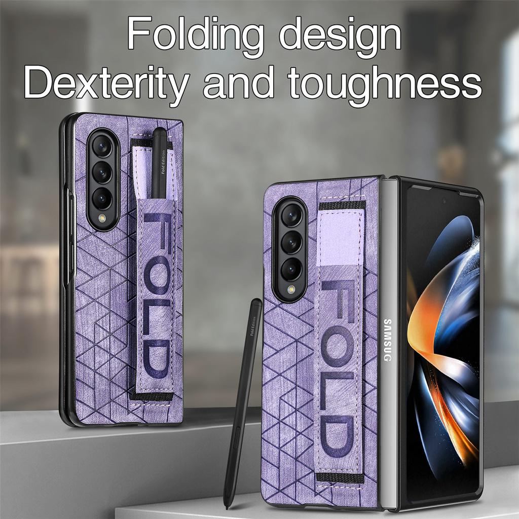 For Samsung Galaxy Z Fold 4 Case With Wrist Strap S Pen Slot ,Ultra Slim With Raised Bezel Camera Protect Shockproof Case