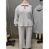 Women's Plus Size Casual High-end Design Sweatshirt Wide-leg Pants Two-piece Set