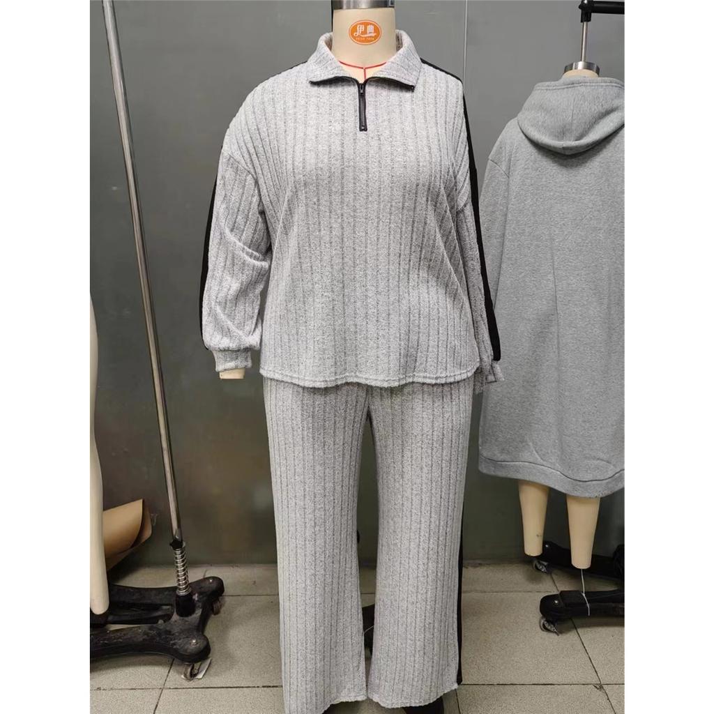 Women's Plus Size Casual High-end Design Sweatshirt Wide-leg Pants Two-piece Set