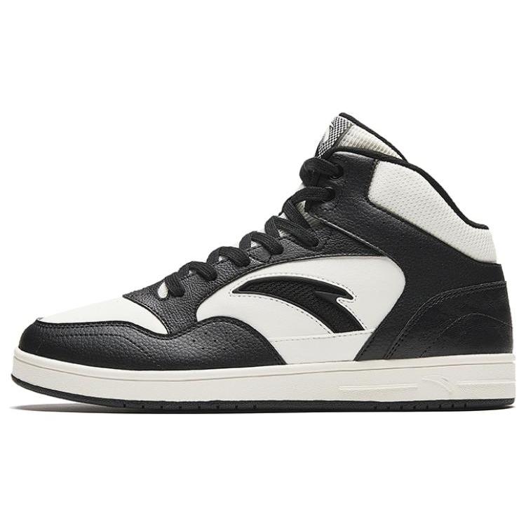 New Anta Slip Resistant Cushioning Wear Resistant High Top Skateboard Shoes Men's Ivory White Black 912348087-4
