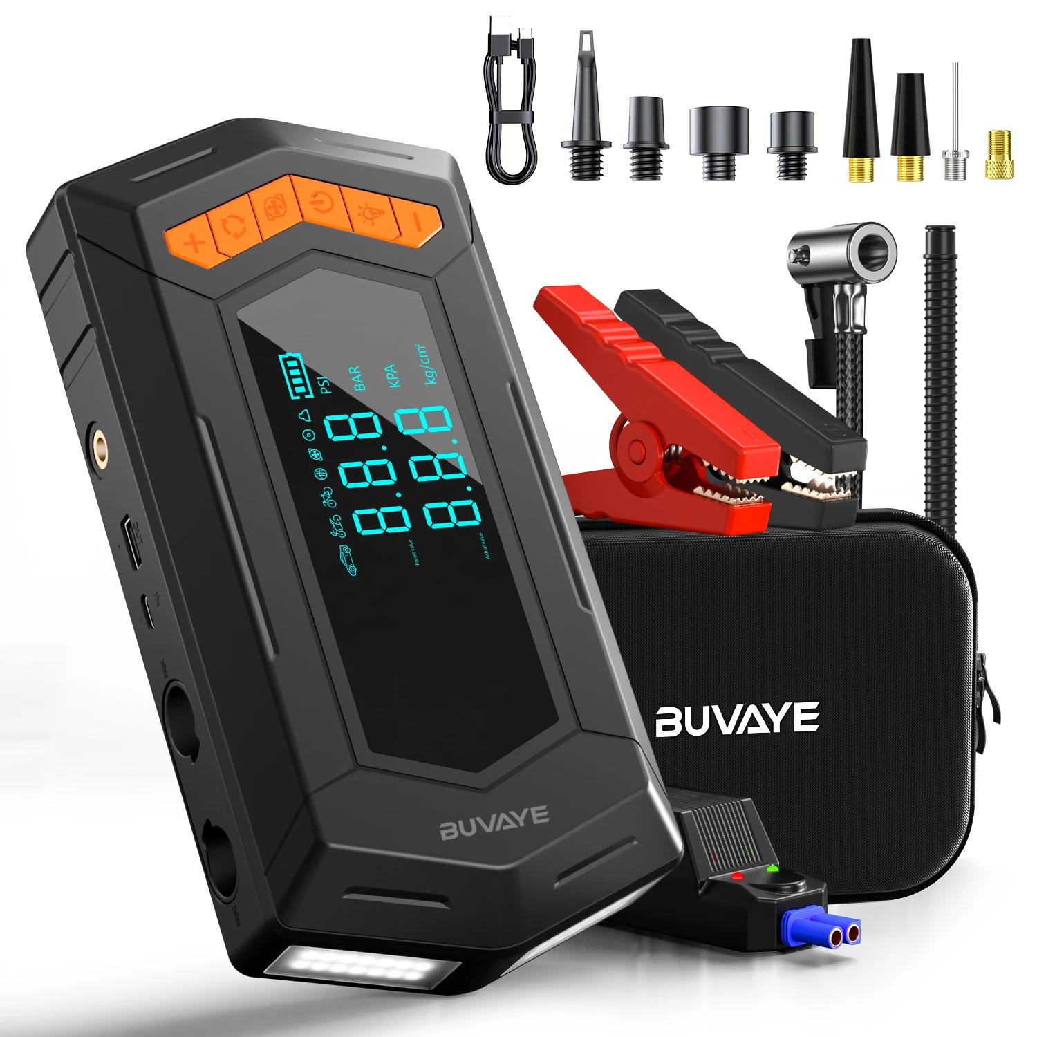 

BUVAYE Jump Starter Воздушный компрессор с воздушным насосом Портативный 2000A Аккумуляторный усилитель 150PSI Электрический надувной насос 250Lmin Надувной насос
