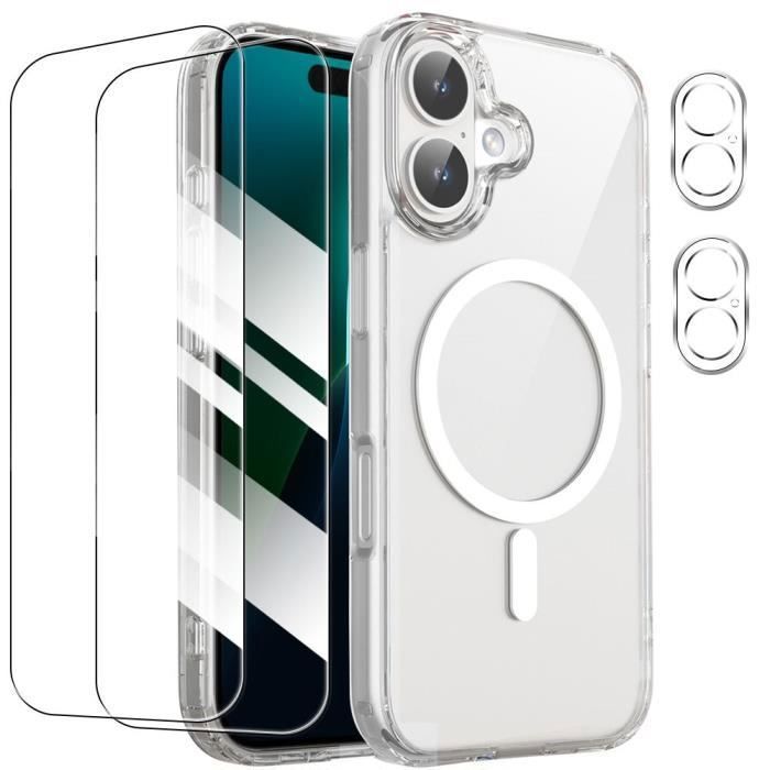 Protective Case - BOOLING - for iPhone 16 - Rigid - Magnetic Ring - 2 Tempered Glass