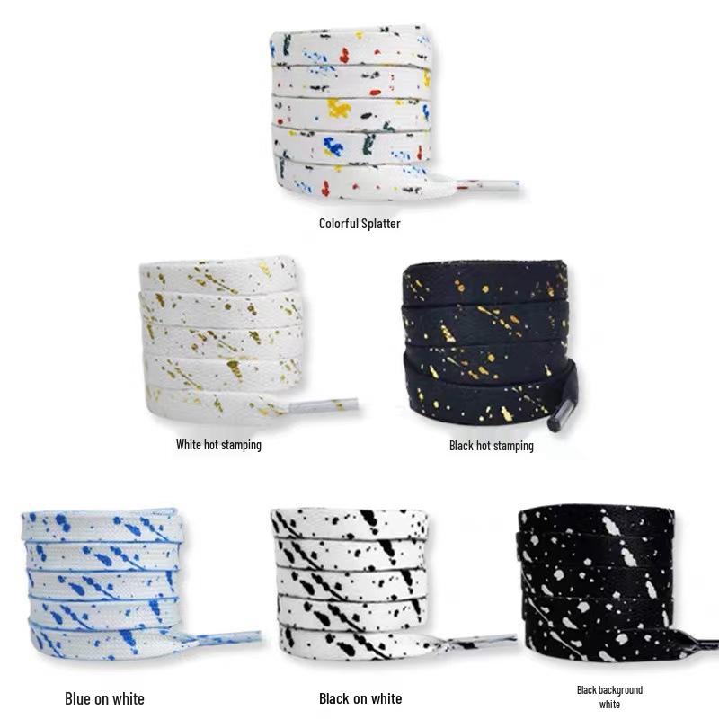 Black and White Splatter Ink Shoelaces for AF1, Dunk, Skate, and Casual Shoes