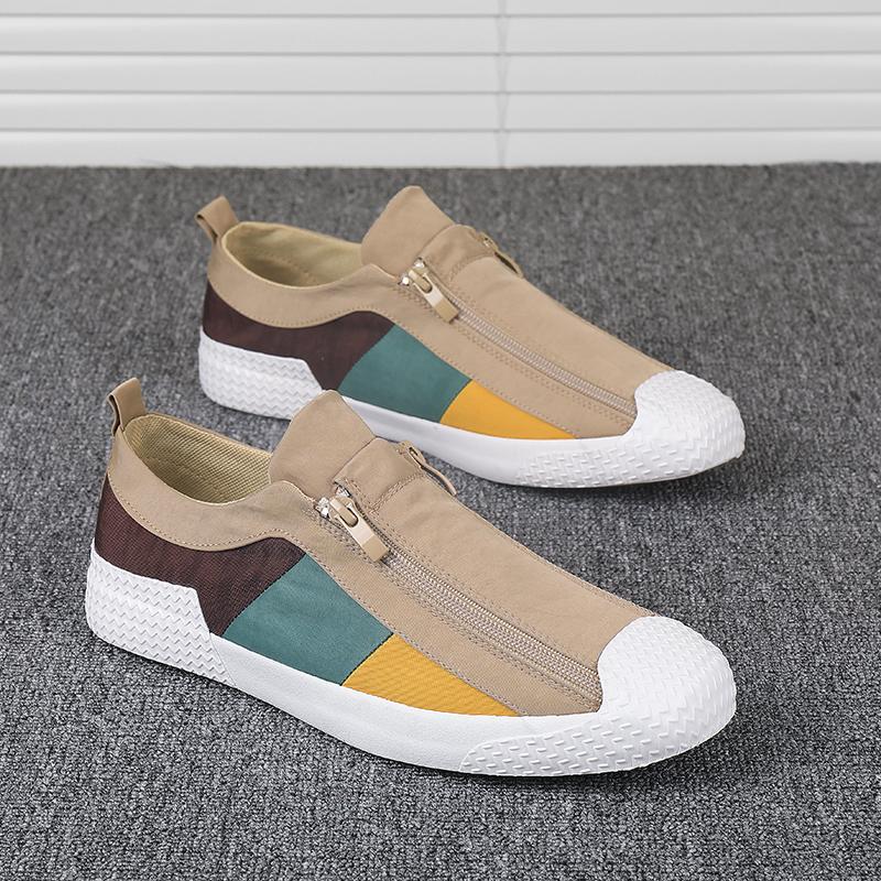 Neueste Holfredterse 4 Farbe Männer Casual Flache Segeltuchschuhe Atmungsaktive Slip-On Bequeme Zip Leichte Schuhe Frühling Herbst 20226