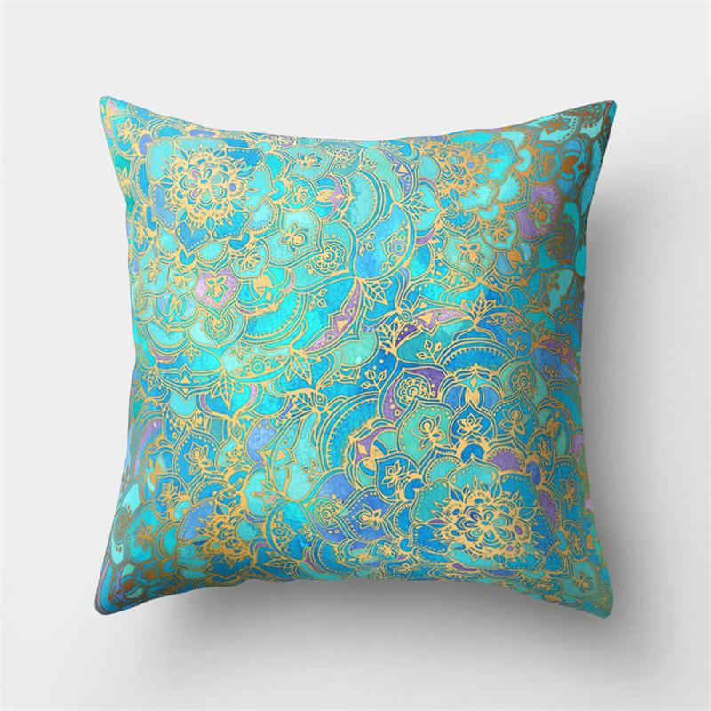 Husă de pernă geometrică cu imprimeu floral boem