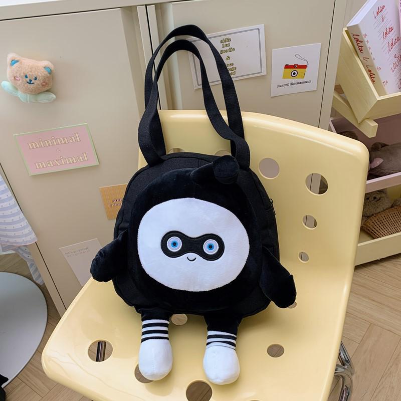 Egg Party Cute Cartoon Kids' Canvas Backpack, Large Plush Handbag & School Bag