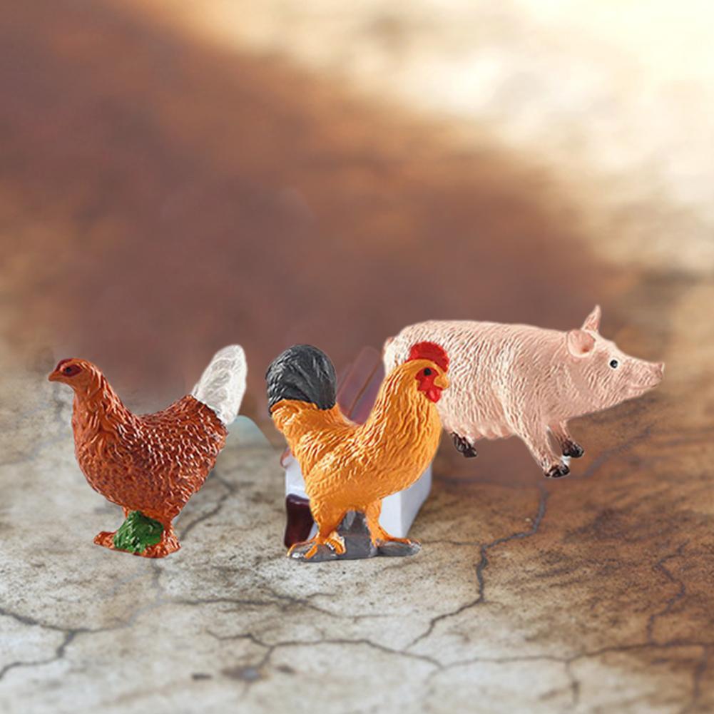 12pcs Mini Farm Figurines Realistic Animal Model Farm Series Cow Hen Duck Model Action Figures Poultry Animals Set