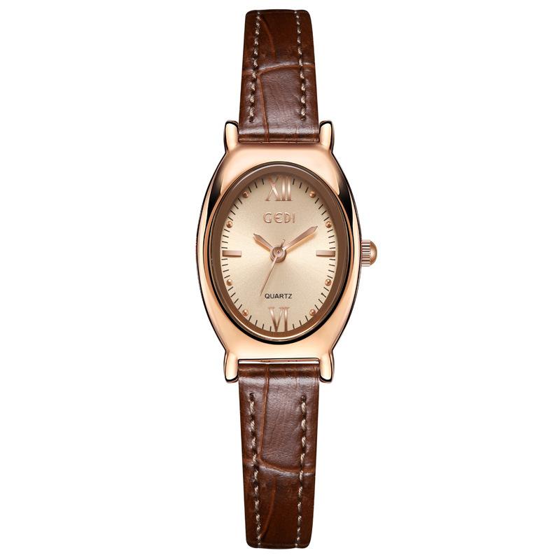High-Value Leather Women'S Watch, Exquisite Oval High-End Quartz Watch, Guangzhou Women'S Waterproof Watch