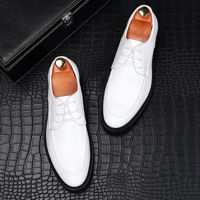 Fashion Fashion Men's Black White Lace Up Patent Leather Oxford Flats Casual Shoes Male Homecoming Wedding Dress Zapatillas Hombre