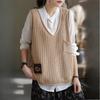 Women's Korean-Style Loose Outer-Wear Versatile V-Neck Pullover Thin Hollow-Out Sleeveless Knitted Sweater Vest Cardigan Trendy