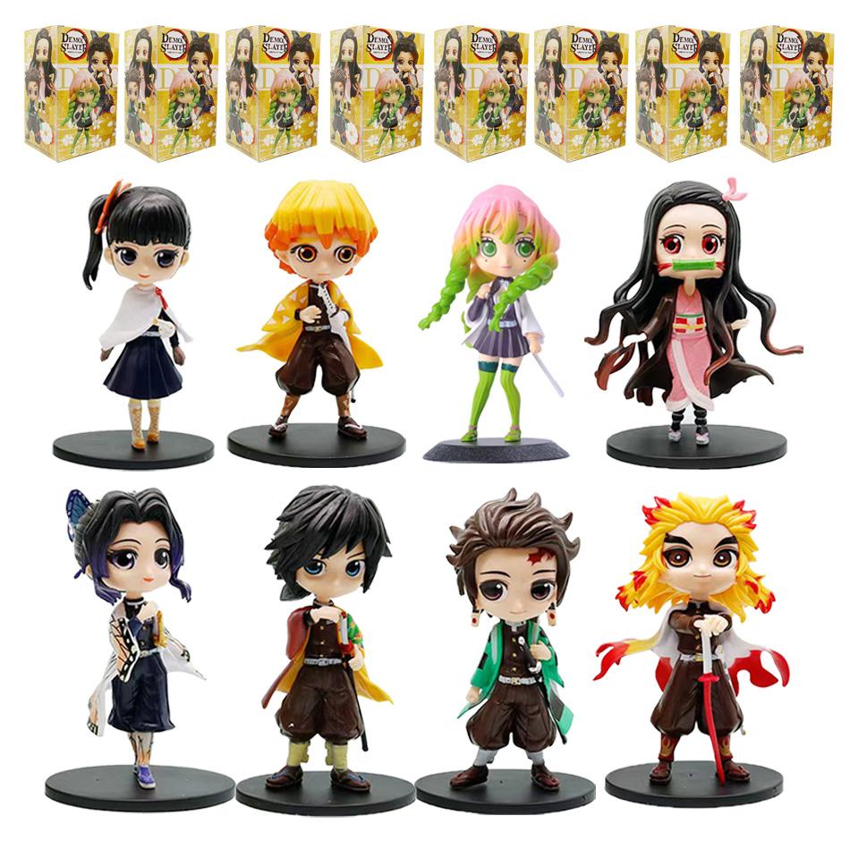14Cm Anime Figure Nezuko Tanjirou Zenitsu Inosuke Kyoujurou Giyuu Kawaii Qposket Pvc Model Toys Children Gift