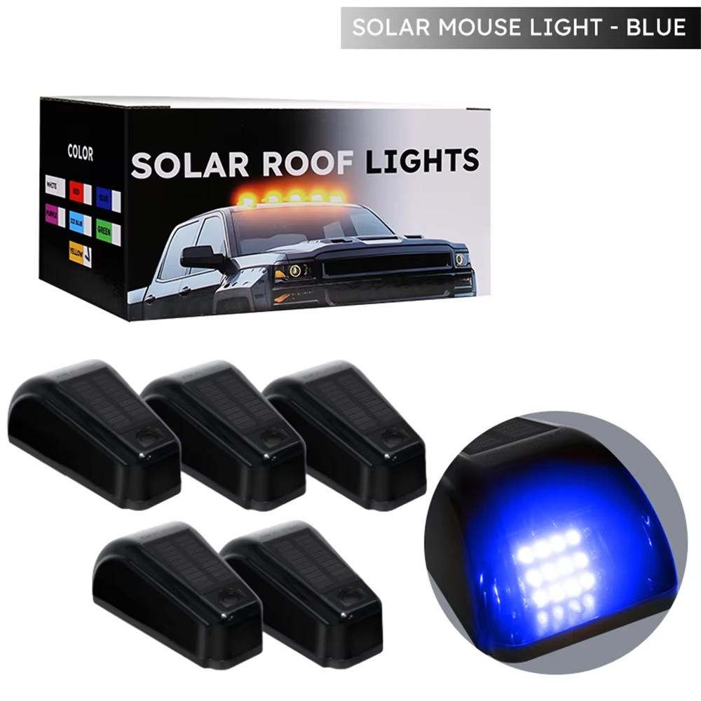 5PCS LED Solar Powered LED Car Roof Marker Truck Sidelight for Pickup Trailer SUV Cab Roof Top Running Signal Lamp Waterproof