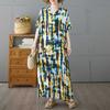 Fashionable Printed Skirt Loose Mid Length Dress for Women