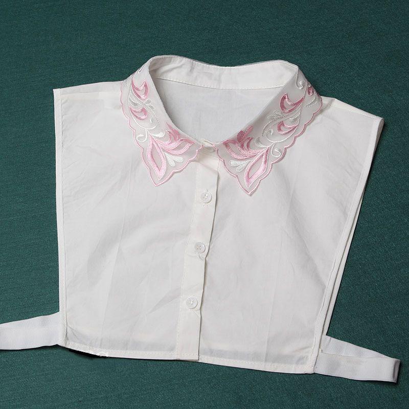 Elegant White Fake Collar Women Embroidery Detachable Collar Fake Women Vintage Cotton Ladies False Blouse Collar Half Shirt