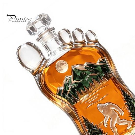 High Borosilicate Glass Bottle Sasquatch Foot Whiskey Bottle, Shaped Wine Container Decorative Liquor Decanter for Home Kitchen Bar Parties