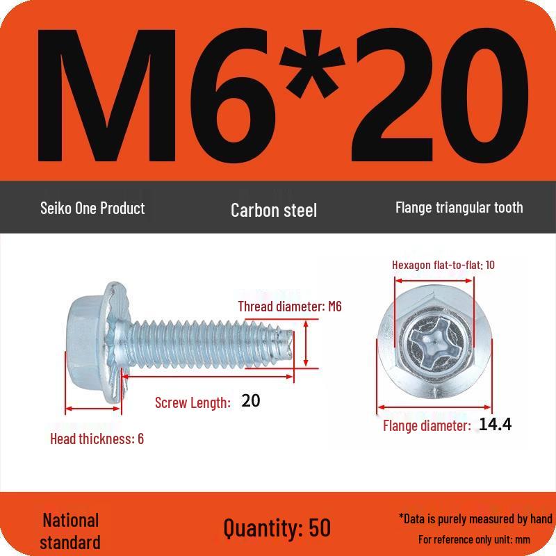 Grade 10.9 Galvanized Hex Flange Anti-slip Self-locking Triangular Thread Self-tapping Screw