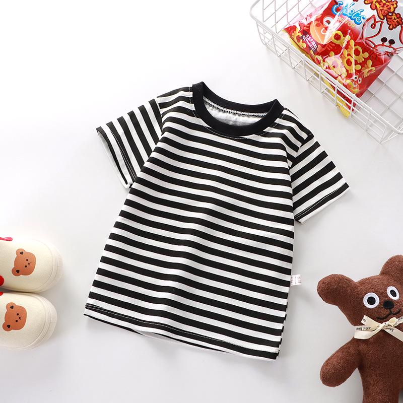 New Style Kids' Pure Cotton Short-Sleeve T-Shirt for Boys and Girls - Summer Baby Layering Shirt