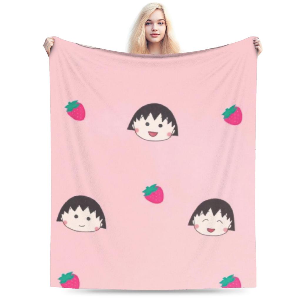 Chibi Maruko Chans Flannel Blanket Winter Warm Soft Throw Blanket for Children Bedroom Graphic Bedspread Sofa Bed Cover