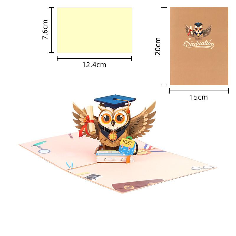 Owl Graduation 3d Popup Card With Color Printing For Commencement Celebrations
