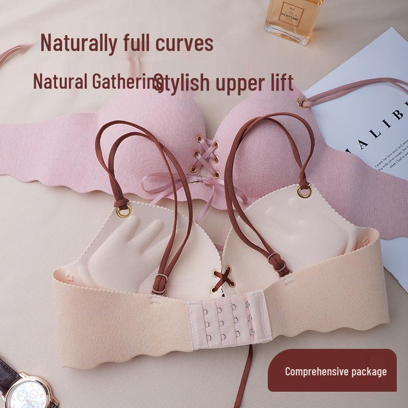 Women's Seamless Push-Up Bra with Drawstring for Enhanced Bust