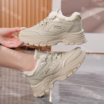 Winter Velvet Dad Shoes Ins Thickened Warm Cotton Shoes Sports and Leisure Shoes M