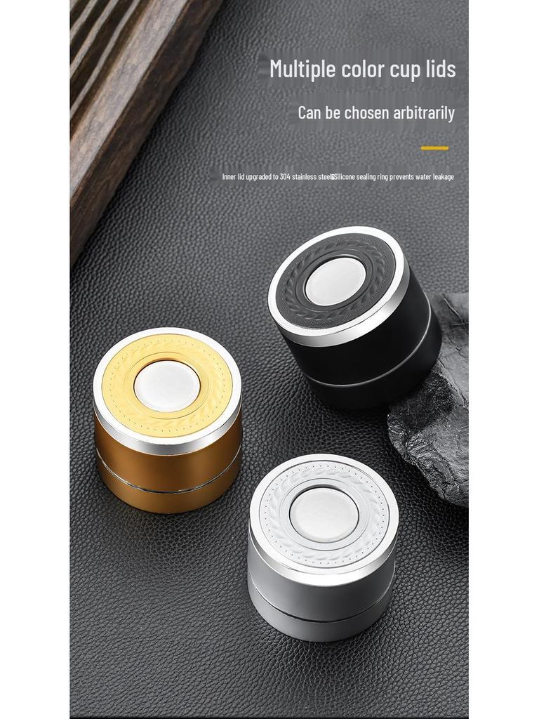 Quick-Open Lid Glass Teacup: Business Car Cup with Tea-Water Separation, Double-Layer High Borosilicate Glass and Printed Design