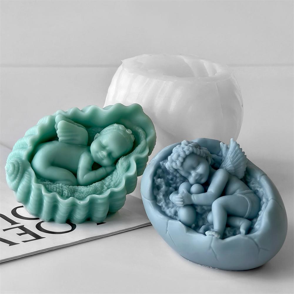 3D Rose Angel Candle Silicone Molds DIY Shell Angel Boy Aromatherapy Plaster Resin Pouring Tool Craftsmanship Decoration Gift