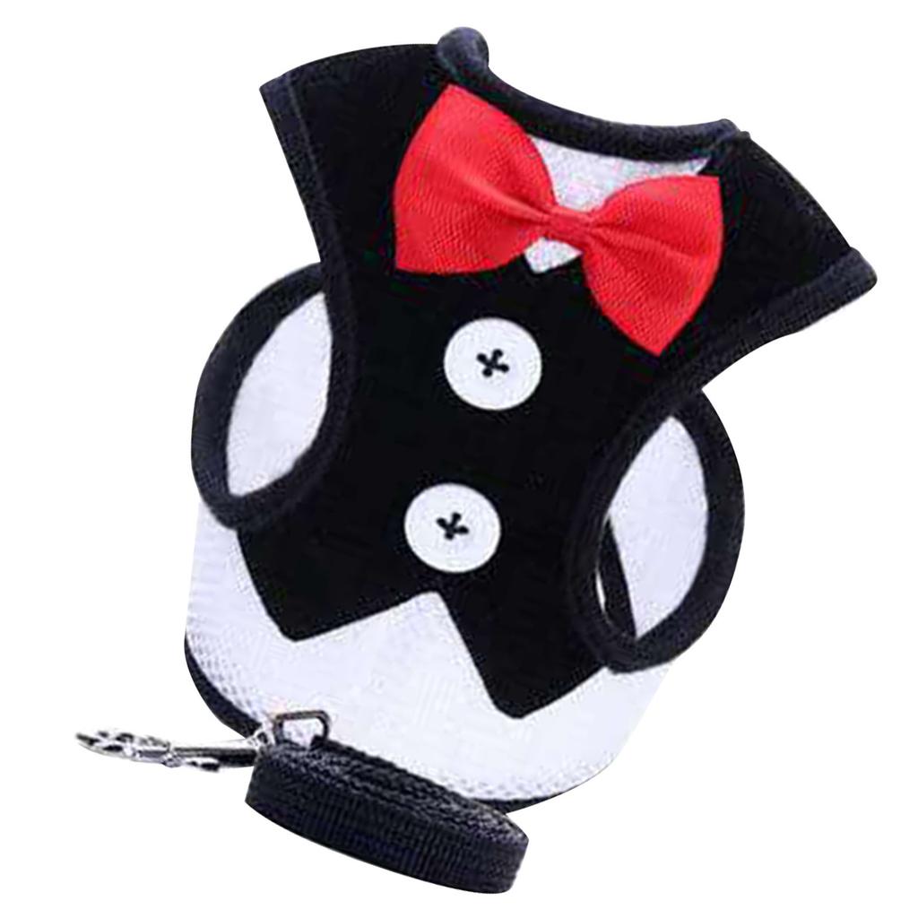 Dog Harness Leash Bow Tie Breathable Comfortable Durable Dog Harness and Leash Set for Walking
