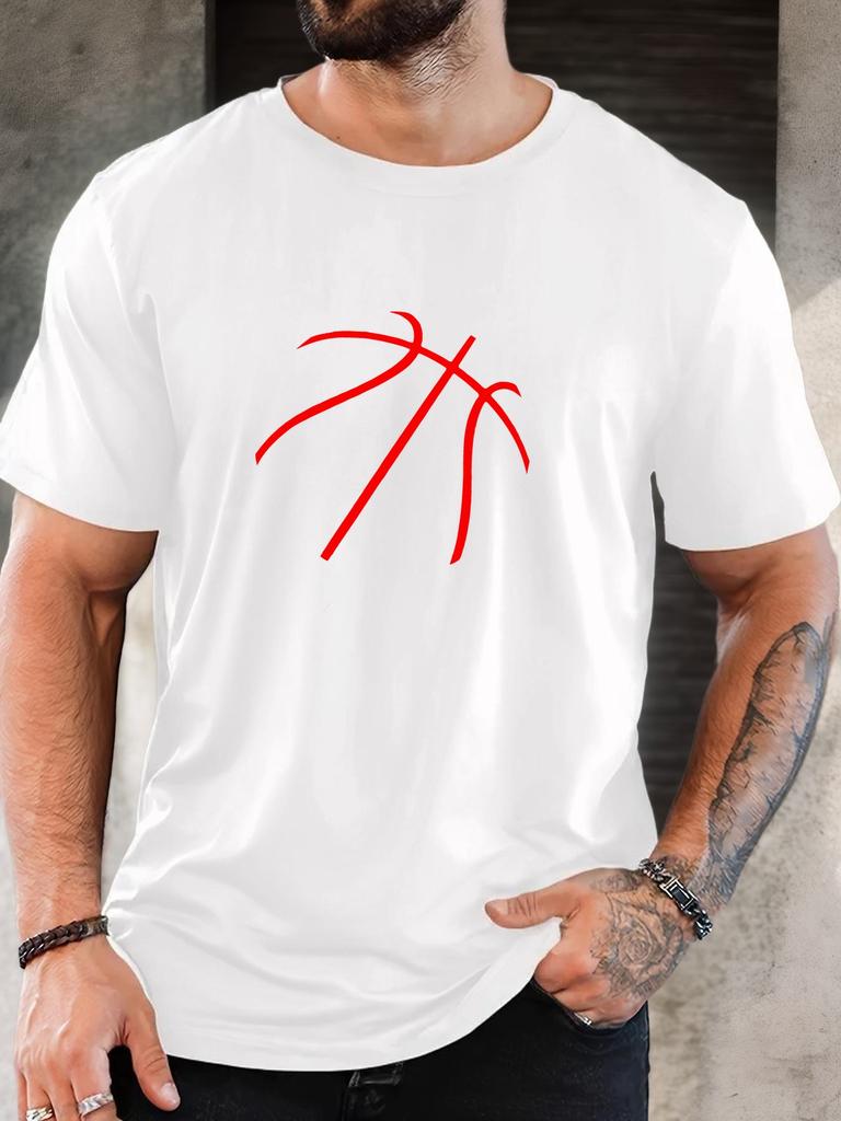 Men's basketball pattern summer casual crew neck short T-shirt